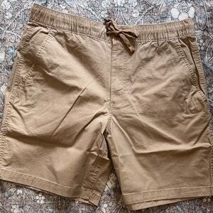Eddie Bauer Tan Drawstring Flat Front Shorts, Ripstop, Large, Flax, NWT